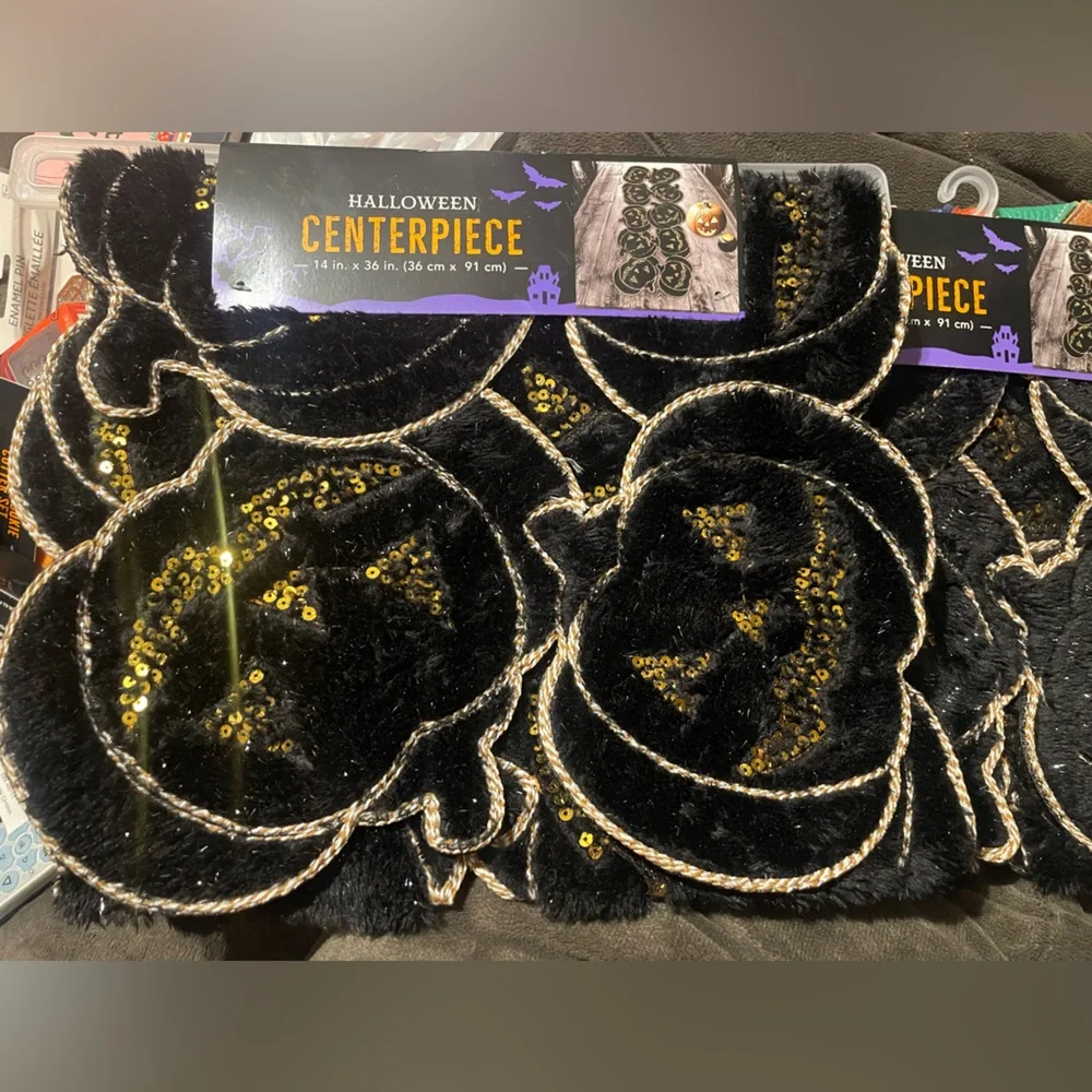 Halloween Centerpiece with Black and Gold Design